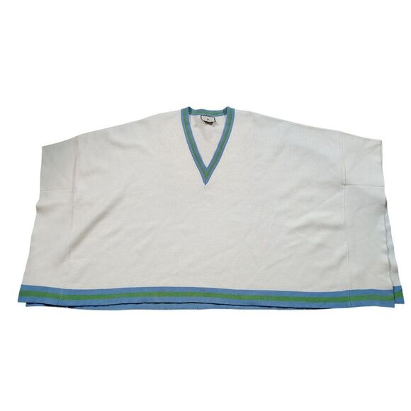 Tuckernuck Sweaters - Tuckernuck V-Neck Knit Poncho Cape OS One Size Striped Sweater Pullover Preppy